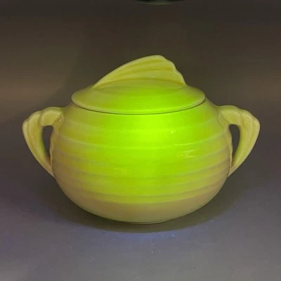 Cerámica Art Deco esmalte de uranio azucarero y tapa anillas sin marca Foto 1 de 4