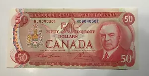 CANADA 1975 $50 BC-51a LAWSON-BOUEY PREFIX HC8040301 UNC NOTE NO RESERVE #301 - Picture 1 of 2