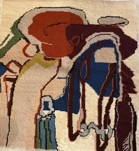 Vintage Handmade SADDLE Tapestry. 19” X 21”. Would Make A Great Pillow. - Picture 1 of 3