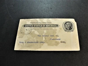 Postal Card One Cent Jefferson-12/4/1899-The Hutson Coal, Cleveland, OH. Fair. - Picture 1 of 5