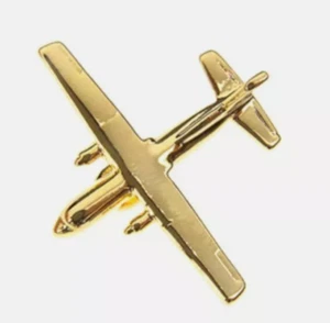 Transall C160 Pin Badge ave.25mm finished 22 carat gold plate plane - Picture 1 of 1