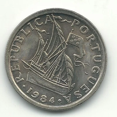 HIGH GRADE BU 1984 PORTUGAL 2 1/2 OR 2.5 ESCUDOS COIN-JUN634 - Image 1 of 2