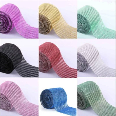 24 Rows Rhinestones Mesh Trimming Shiny Ribbon DIY Crafts Decorations 10 Yards - Image 1 of 4