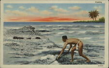 Native Hawaiian casting fishing net 1940s ~ Pfc R Patterson USMC Cherry Point NC