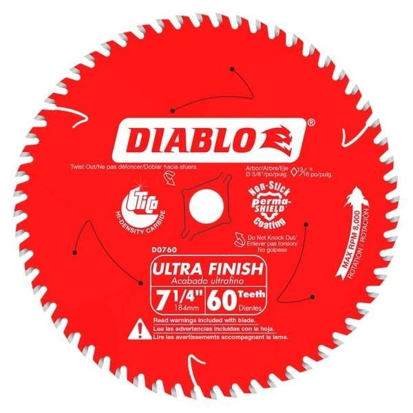 FREUD DIABLO D0760 (7-1/4") 184mm 60T ULTRA FINISH CIRCULAR SAW BLADE - image 1 of 1