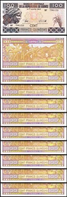 Guinea 100 Francs, 2015, UNC, 10 Pcs LOT, Consecutive, P-A47 - Image 1 of 4