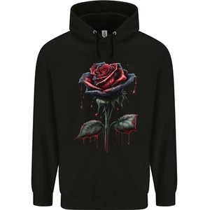 A Gothic Rose Dripping With Blood Goth Childrens Kids Hoodie - Picture 1 of 3
