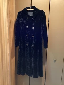 70s Vtg Count Romi BLACK DIAMOND PATTERN VELVET DOUBLE BREASTED woman COAT Goth - Picture 1 of 13