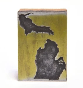 VINTAGE STATE OF MICHIGAN LETTERPRESS PRINTERS BLOCK - Picture 1 of 4