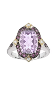Phillip Gavriel Designer Pink Amethyst Diamond Ring With Rhodolite Stones Size 7 - Picture 1 of 10