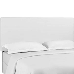 Pemberly Row Upholstered Faux Leather King California King Headboard in White - Picture 1 of 4
