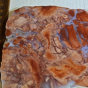 Cotton Candy Agate slab. Great pink color, beautiful pattern 5" x 4 3/4" x 1/4" - Picture 1 of 16