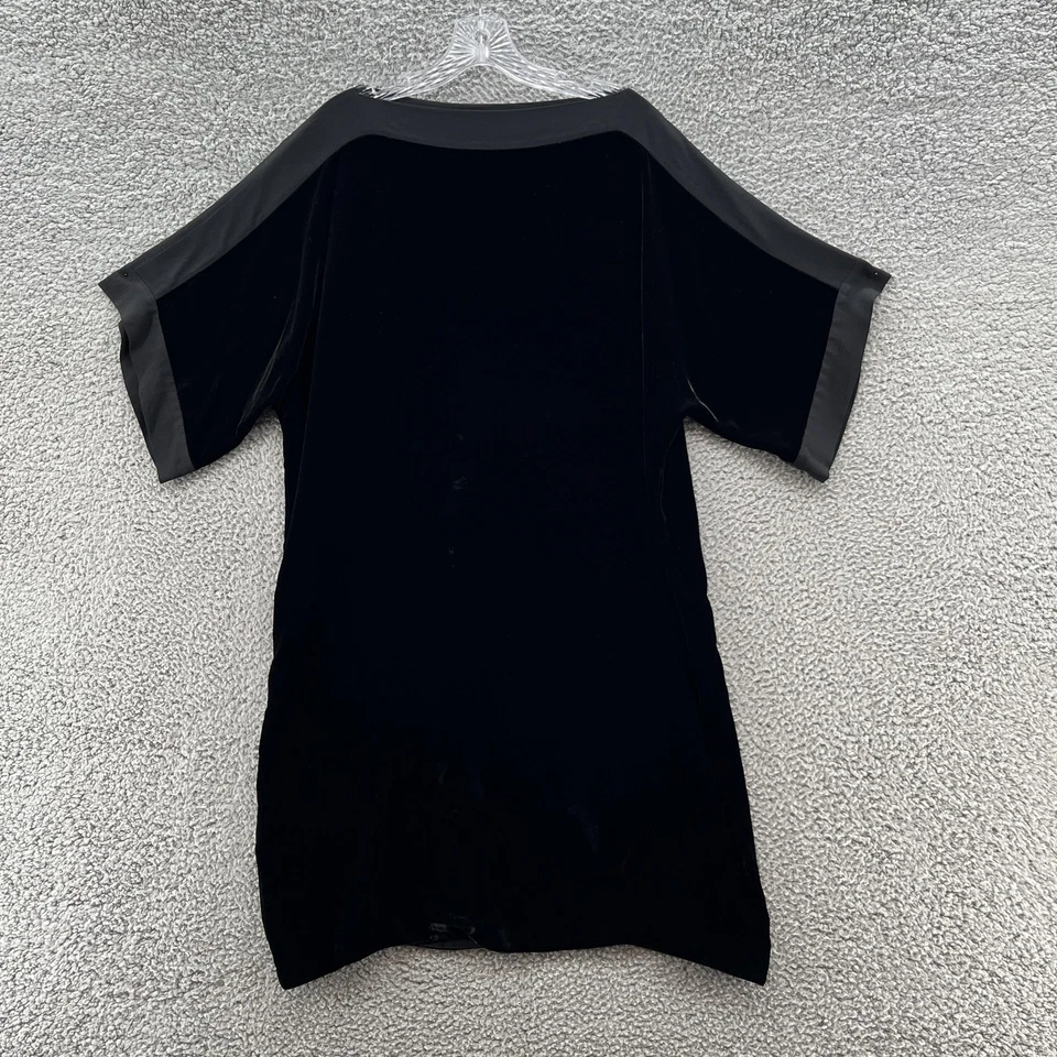 Camisa Eileen Fisher Mujer Mediana Negra Terciopelo Seda Borde Túnica Top Mezcla Rayón Foto 1 de 4