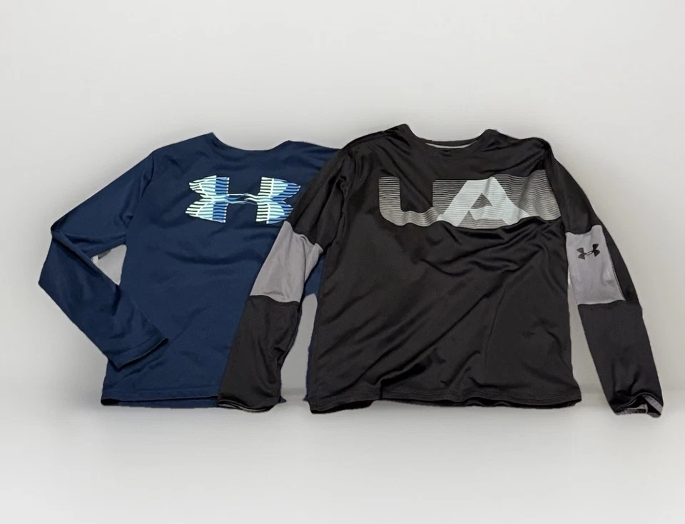 Under Armour Niños Talla YXL Manga Larga Algodón Calce Suelto Paquete de 2 Camisas Niños Foto 1 de 4