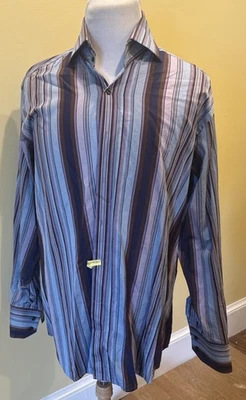 Camisa Hawes & Curtis Púrpura Azul Rayas Botón LS X-Large Talla 46-48 Foto 1 de 4