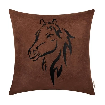 Funda de almohada de cuero 18 X 18 pulgadas - marrón oscuro imitación cuero almohada co... Foto 1 de 4