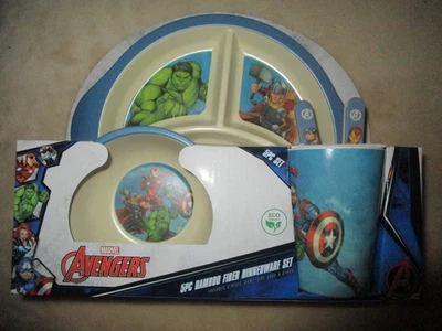 Avengers  5 Pcs Bamboo Dinnerware Plate Bowl Cup Set Dishwasher Safe BPA Free - Image 1 of 3