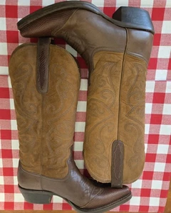 Nine West EVIE Brown Leather Cowboy Western Boots Cap Toe Womens Sz 6.5 M Yeehaw - Picture 1 of 17