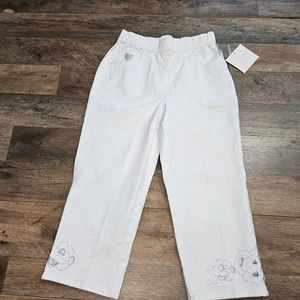 New Quacker Factory Pants Pull On Capri Crop Embroidered Rose Pocket Bling XXS - Picture 1 of 16