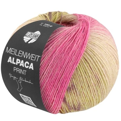 Lana Grossa Meilenweit 100g Alpaca print Sockenwolle 4fach Stricken (159,50€/kg) - Bild 1 von 3
