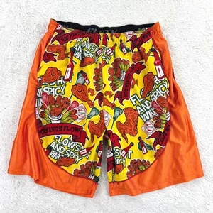 Flow Society Lacrosse Shorts HOT WINGS Herren SMALL orange gelb Grafik Mesh - Bild 1 von 11