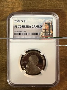 Dólar nativo americano Sacagawea 2002-S NGC PF 70 ultra camafeo - Imagen 1 de 8
