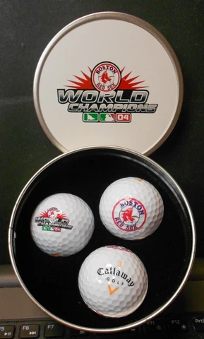 BASEBALL Collectible World Series 2004 Golf Balls Boston Red Sox, 3 balls in tin Cover