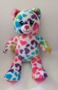 Build a Bear KITTY KATZE PLÜSCH Regenbogen Herzen umarmende Hände rosa Leopard 17 Zoll - Bild 1 von 9