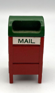 Vintage Red Green Metal Mailbox Christmas Village Accessory 1.75"