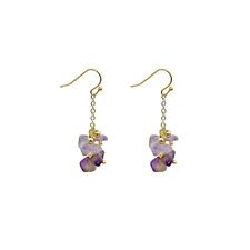 handmade earrings, gold  Plated Hook and Amethyst