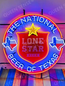 Lone Star Shield National Bier Neonlicht Schild mit Acryl gedrucktes Logo 24"x24" - Bild 1 von 2