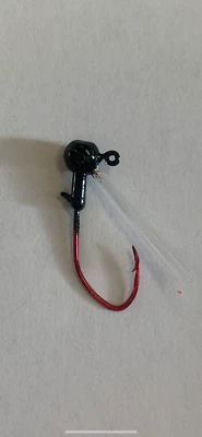 Pacote com 10 cabeças de gabarito de crappie pintadas sem ervas daninhas #2 ganchos de foice cromados vermelhos em escala 1/24  - Imagem 1 de 4