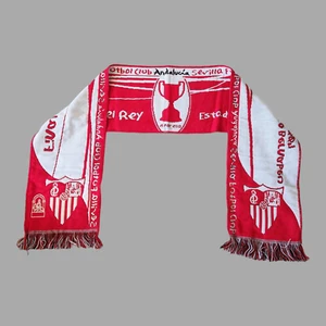 2007 Sevilla Futbol Club Final Copa Del Ray Soccer Futbol Scarf Red White - Picture 1 of 8