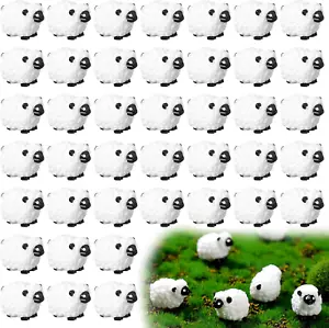 50 Pcs Miniature Sheep Figurines White Figure Cute Mini Sheep Statue Landscape F - Picture 1 of 6
