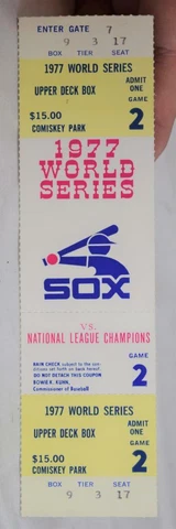1977 World Series Ticket Game 2 Chicago White Sox Vs National League Champion Cover
