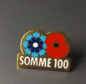 SMALL METAL POPPY BADGE SOMME 100 YEARS - Picture 1 of 2