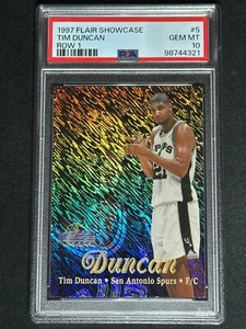 1997 Flair Showcase Row 1 Rookie RC Tim Duncan #5 PSA 10 GEM MINT Spurs LOW POP - Picture 1 of 2