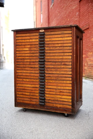 Antique Hamilton Letterpress Printers Cabinet Wood 25 Drawers oak apothecary map Cover