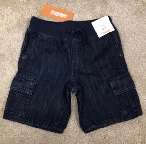 NWT Gymboree Boys’ Denim Dark Blue Cargo Shorts Sz 4T - Picture 1 of 6