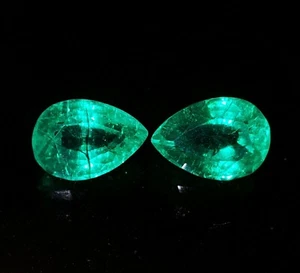 Loose Gemstone Natural Colombian Emerald Pair 3-5 Ct CERTIFIED Pear Cut GE21 - Picture 1 of 8