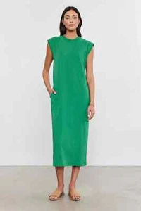 VELVET By Graham &Spencer Lane Cotton Slub Sleeveless Midi Dress Marsh S $179 H7 - Picture 1 of 4