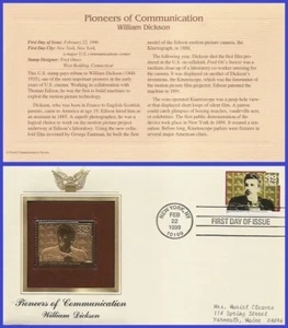 USA1 #3064 ADDR GOLDEN REPLICA FDC   William Dickson Pioneer of Communication - Picture 1 of 1