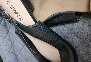 Sling ballerina,Kroko Optik,schwarz, flach,spitz,gr39 - Bild 1 von 3