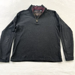 Maglione uomo Robert Graham 1/4 zip maglione grigio medio cotone finto collo - Foto 1 di 7