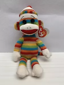 Socks the Sock Monkey Rainbow TY Beanie Baby Geburtstag 11. Mai 2011 Neu mit Etikett - Bild 1 von 11