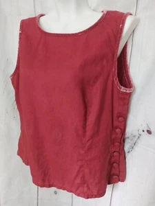 Top de lino vintage Laura Ashley sin mangas botones laterales coral terciopelo ribete 14 - Imagen 1 de 9