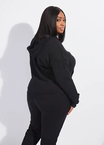 Bebe Plus Size 1X Track Set Hoodie/ Jogger Black Logo Pockets NWT$180 - Picture 1 of 12