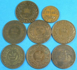 Canada Lot de 8 Différ grands centimes et petits centimes, 1861 à 1942, NS + NB, NFLD, PEI - Photo 1/6