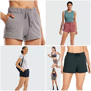 CRZ YOGA Women's Stretch Lounge Travel Shorts Elastic Waist Comfy Workout Shorts - Picture 1 of 51