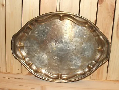 Antique Silver Plated Ornate Floral Engraves Serving Tray • 314.66$